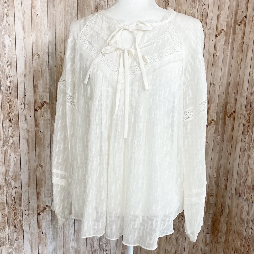 Rebecca Taylor Long Sleeve Sheer Silk Blend Top Size 10 Women‎